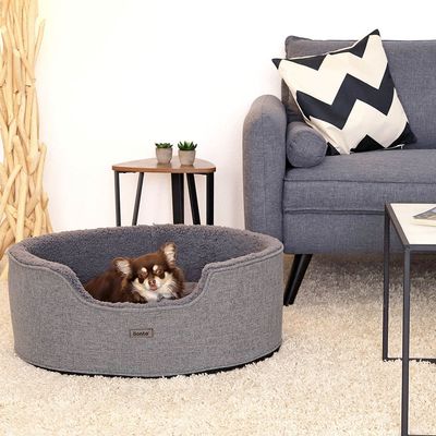 lionto panier pour chien en peluche avec coussin réversible lavable