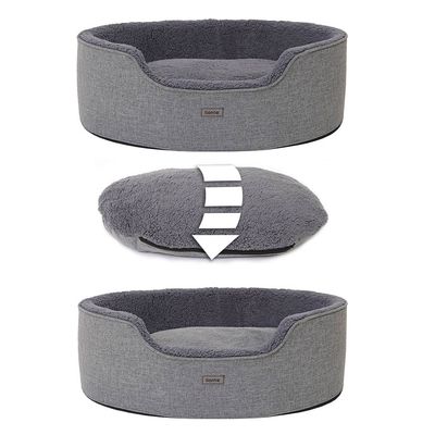 lionto panier pour chien en peluche avec coussin réversible lavable