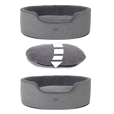 lionto panier pour chien en peluche avec coussin réversible lavable