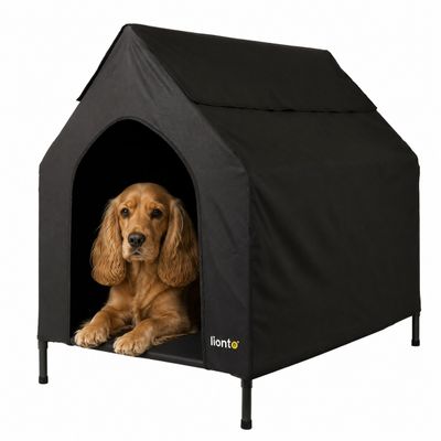 lionto lit pour chien extérieur surélevé avec toit, tissu Oxford résistant
