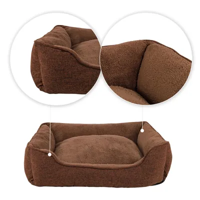lionto Hundebett mit abnehmbarem Bezug, 90x75 cm, braun