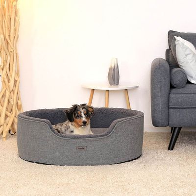 lionto panier pour chien en peluche avec coussin réversible lavable