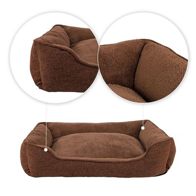 lionto Hundebett mit abnehmbarem Bezug, 110x80 cm, braun