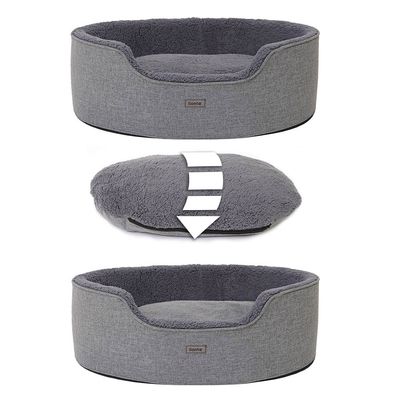 lionto panier pour chien en peluche avec coussin réversible lavable