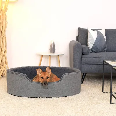 lionto panier pour chien en peluche avec coussin réversible lavable lionto panier pour chien en peluche avec coussin réversible lavable