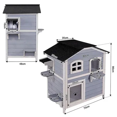 lionto maison pour chat en bois avec toit étanche et zones de repos