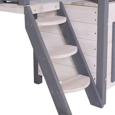 lionto maison pour chat en bois avec toit étanche et zones de repos