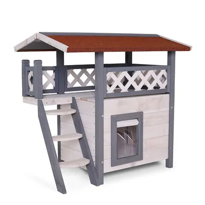 lionto maison pour chat en bois avec toit étanche et zones de repos