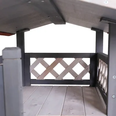 lionto maison pour chat en bois avec toit étanche et zones de repos