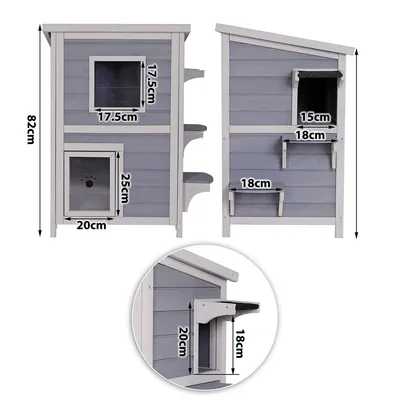 lionto maison pour chat en bois avec toit étanche et zones de repos