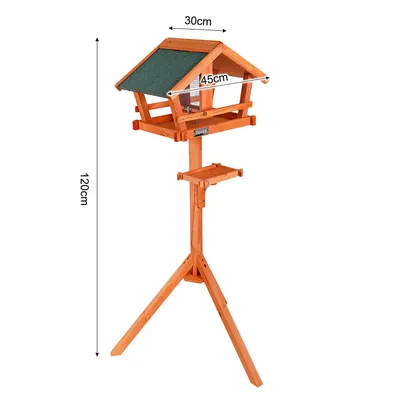 lionto mangeoire oiseaux bois extérieur avec toit et silo amovible