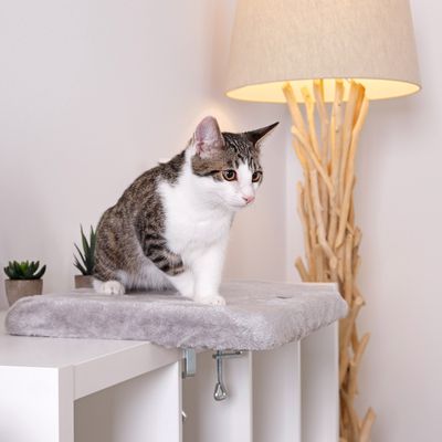 lionto Fensterliege für Katzen aus Plüsch, Montage ohne Bohren