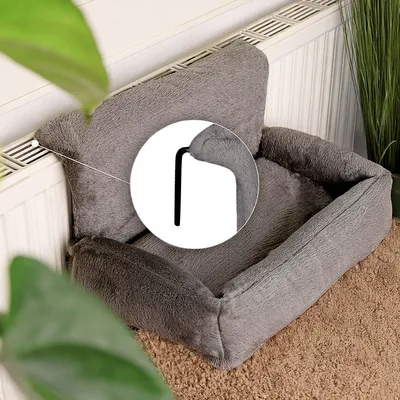 lionto lit chauffant pour chat en peluche à suspendre au radiateur