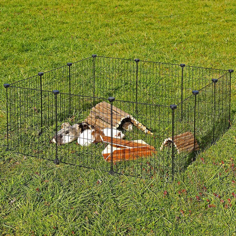 lionto enclos métal pour petits animaux, modulable intérieur/extérieur