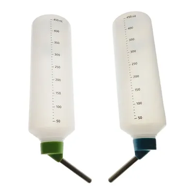 Un lot de deux biberons en plastique 450ml pour chinchillas, lapins couleur