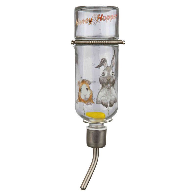 Biberon en verre,  Honey & Hopper. 250 ml.  pour rongeur. chinchillas, lapi
