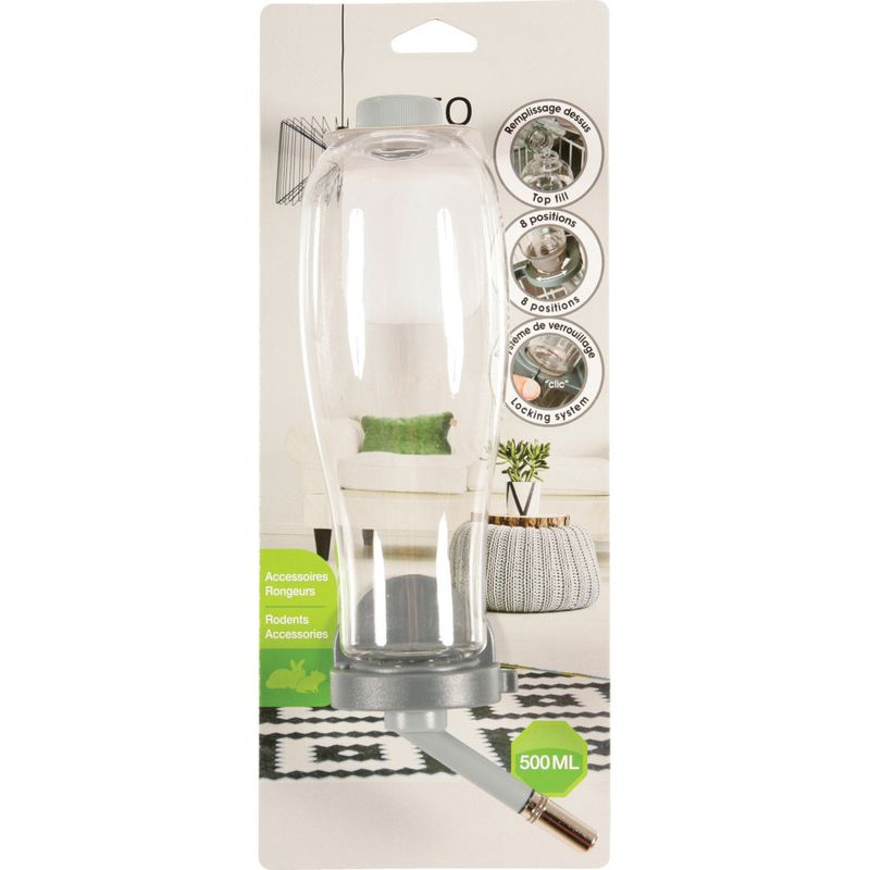 animallparadise - Biberon Néo  pour rongeur contenance  500 ml couleur gris