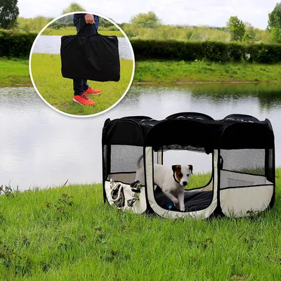 lionto parc chiot pliable tissu Oxford avec système pop-up aéré solide