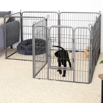 lionto enclos extérieur pour chiot, parc modulable en métal résistant