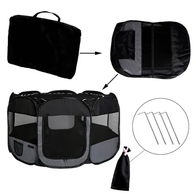 lionto parc chiot pliable tissu Oxford avec système pop-up aéré solide