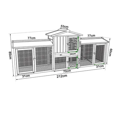 lionto clapier extérieur bois 2 étages toit bitumé avec rampe solide