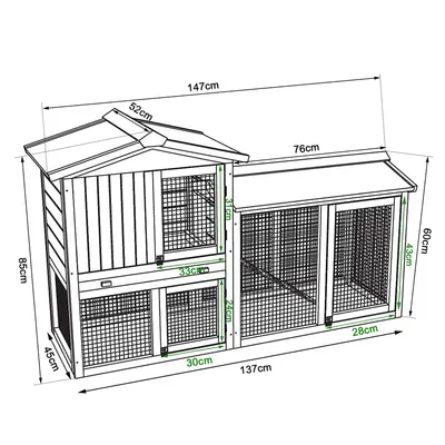 lionto clapier extérieur bois 2 étages toit bitumé avec rampe solide