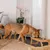 lionto gamelle chien réglable en hauteur en bambou avec 2 bols inox