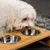 lionto gamelle chien surélevée en bambou avec 2 bols inox lavables