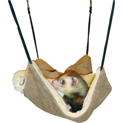 Hamac avec cachette, 30 x 26 cm, Brun en daim pour Furet