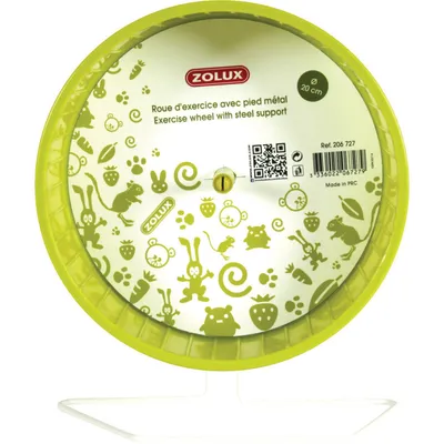 Roue d'exercice pied métal, ø20 cm, vert anis, pour rongeurs.