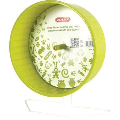Roue d'exercice pied métal, ø20 cm, vert anis, pour rongeurs.