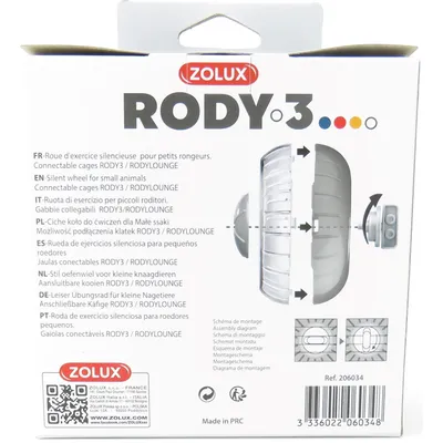 1 Roue d'exercice silencieuse pour cage Rody3 couleur blanche taille ø 14 c