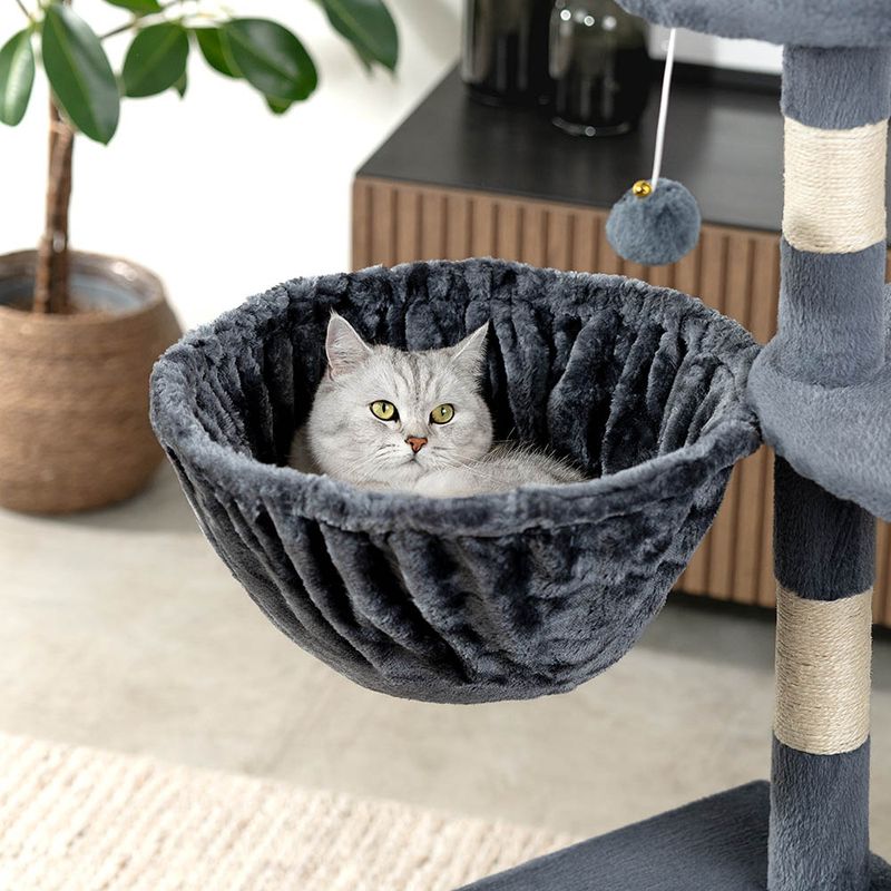 lionto hamac en peluche douce pour arbre à chat avec cadre métallique
