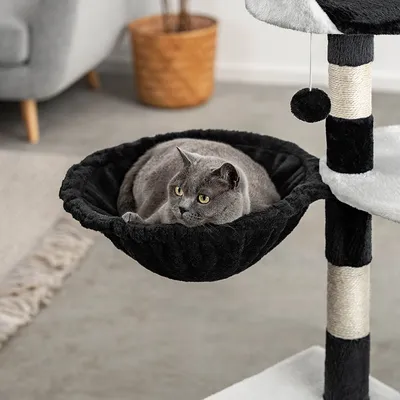 lionto hamac en peluche douce pour arbre à chat avec cadre métallique