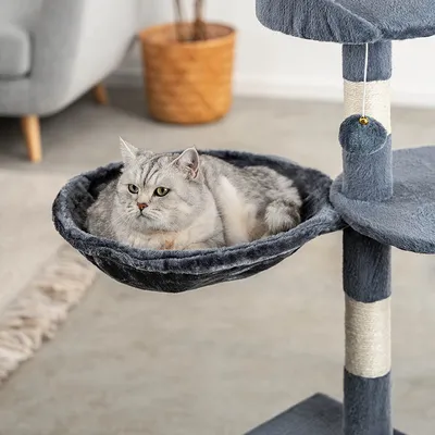 lionto hamac en peluche douce pour arbre à chat avec cadre métallique
