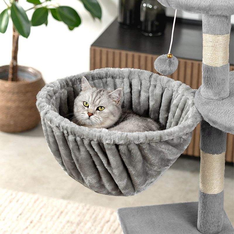 lionto hamac en peluche douce pour arbre à chat avec cadre métallique