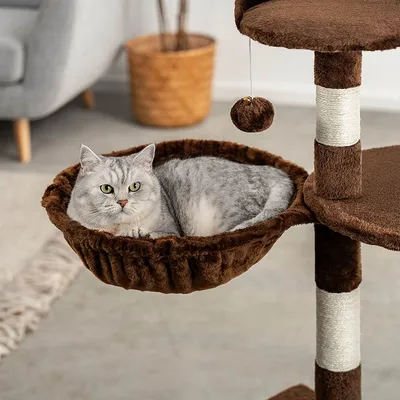 lionto hamac en peluche douce pour arbre à chat avec cadre métallique