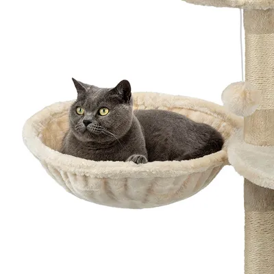 lionto hamac en peluche douce pour arbre à chat avec cadre métallique