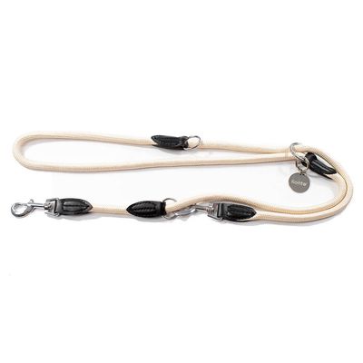 lionto laisse multifonction réglable pour chiens, nylon robuste & inox 200 cm beige