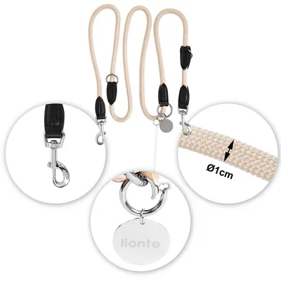 lionto laisse multifonction réglable pour chiens, nylon robuste & inox