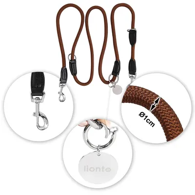 lionto laisse multifonction réglable pour chiens, nylon robuste & inox