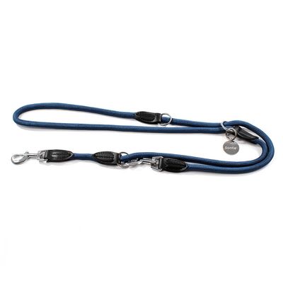 lionto laisse multifonction réglable pour chiens, nylon robuste & inox 200 cm bleu