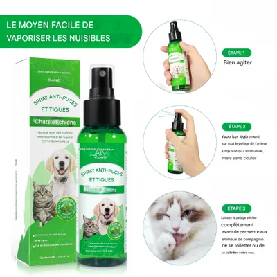 FurryFusion Spray antiparasitaire pour animaux de compagnie
