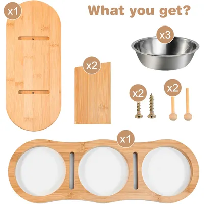 UAMLY Gamelles surélevées pour chat - 3 gamelles en acier inoxydable