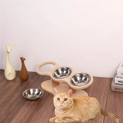 UAMLY Gamelles surélevées pour chat - 3 gamelles en acier inoxydable