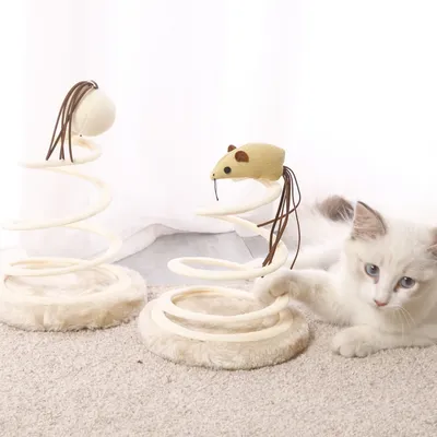 FurryFusion Jouet pour chat en peluche à ressort souris