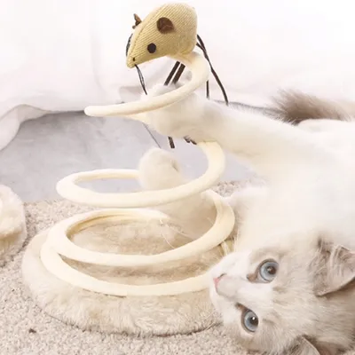 FurryFusion Jouet pour chat en peluche à ressort souris