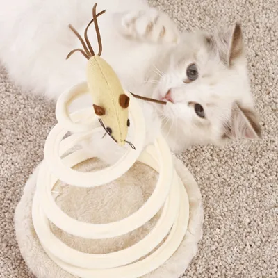 FurryFusion Jouet pour chat en peluche à ressort souris