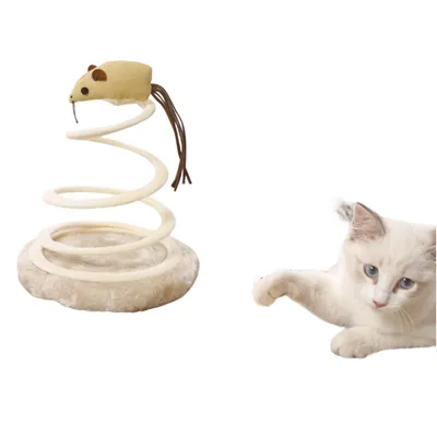 FurryFusion Jouet pour chat en peluche à ressort souris