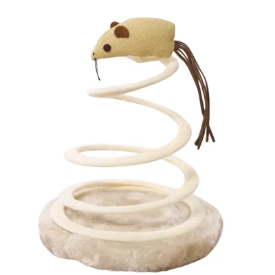 FurryFusion Jouet pour chat en peluche à ressort souris